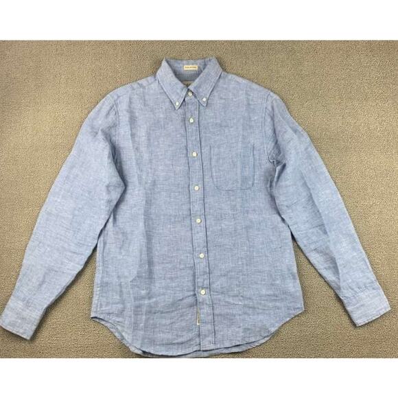 J Crew Baird McNutt Irish Linen Shirt Men S Blue Slim Untucked Button Down Work - Picture 1 of 10